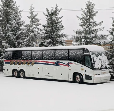 Werner Coach Philadelphia Bus in Snow